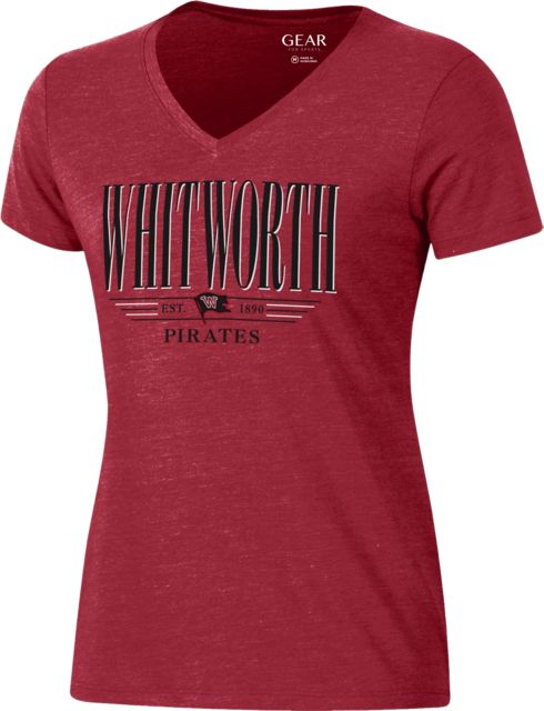 Whitworth University Pirates Women's V-Neck Short Sleeve T-Shirt