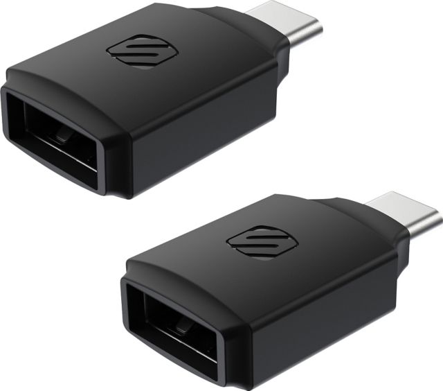 Scosche Strikeline USB Adapter 2Pk USB-A to USB-C, Black - ONLINE ONLY