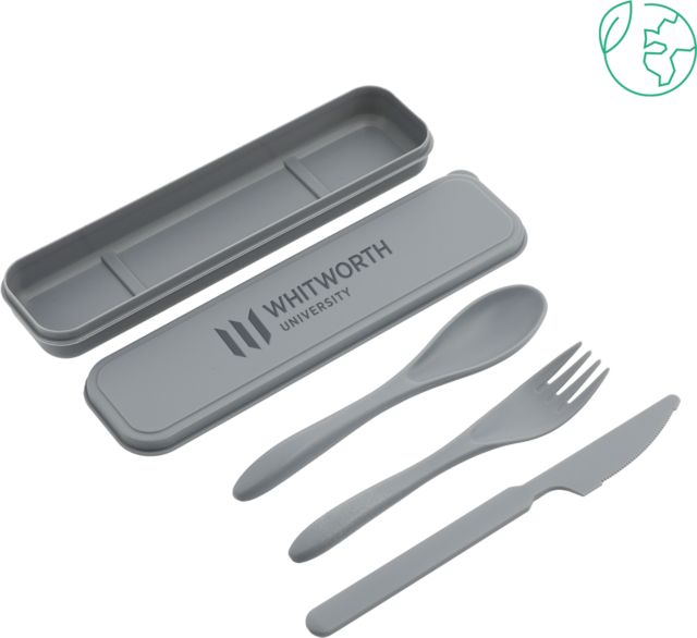 Whitworth Bamboo Fiber Cutlery Set Whitworth University Primark Mark Engraved - ONLINE ONLY