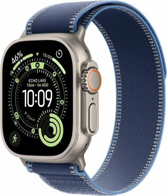 Apple Watch Ultra 3 GPS + Cellular 49mm Natural Titanium Case with Blue/Bright Blue Trail Loop - S/M
