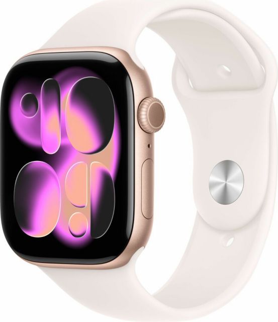 Apple Watch Series 11 GPS + Cellular 46mm Rose Gold Aluminum Case with Light Blush Sport Band - M/L