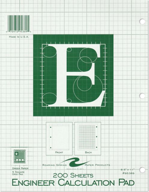 ENGR. PAD 8.5 x 11 GREEN 200